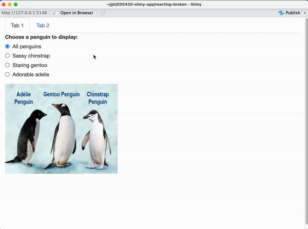 The same app as on the previous slides, except the sliderInput and scatterplot code has been commented out so that those elements don't appear when the app is run.