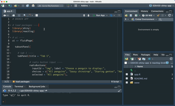 The reactlog hex sticker design.