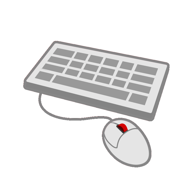 A computer mouse and keyboard that's animated to show the left mouse button clicking and the left-hand side shift button being pressed.