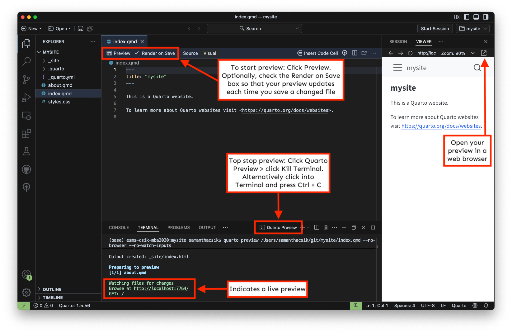 Your website preview should look something like this, when opened in the browser