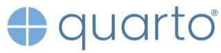 A blue circle divided into four quadrants, followed by the name 'quarto'.
